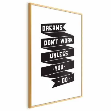 Plakat Dreams 21x30 cm z ramą złotą bez marginesu