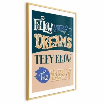 Plakat Follow 60x90 cm z ramą złotą z marginesem