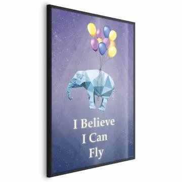 Plakat Latający słoń 21x30 cm z ramą czarną bez marginesu