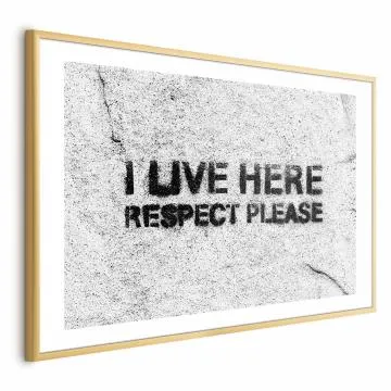 Plakat Respect 90x60 cm z ramą złotą z marginesem