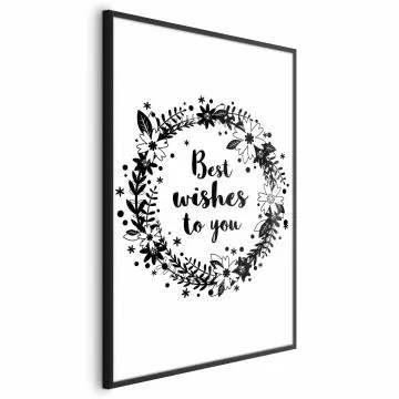 Plakat Best wishes 21x30 cm z ramą czarną bez marginesu