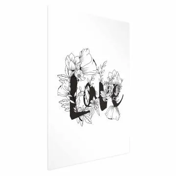 Plakat Love w kwiatach 60x90 cm bez ramy z marginesem