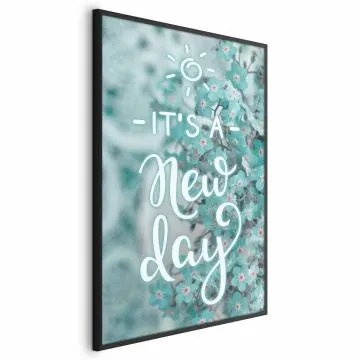 Plakat New day 29,7x42 cm z ramą czarną bez marginesu
