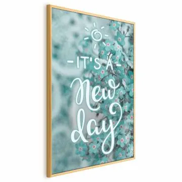 Plakat New day 40x60 cm z ramą złotą bez marginesu