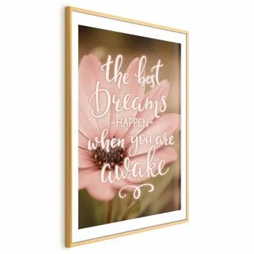 Plakat Best dreams 29,7x42 cm z ramą złotą z marginesem