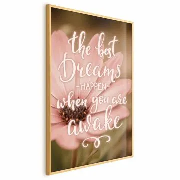 Plakat Best dreams 21x30 cm z ramą złotą bez marginesu