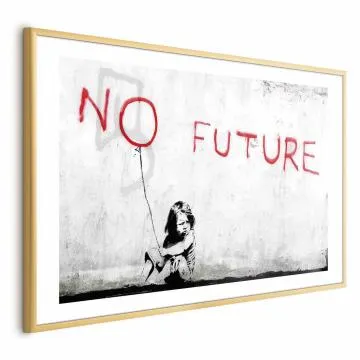 Plakat bez przyszłości 90x60 cm z ramą złotą z marginesem