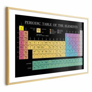Plakat Tablica Mendelejewa 60x40 cm z ramą złotą z marginesem