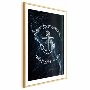Plakat Like Water 21x30 cm z ramą złotą z marginesem