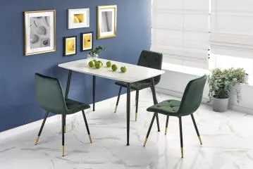 Stół MARCO 120x70 biały marmur/czarny
