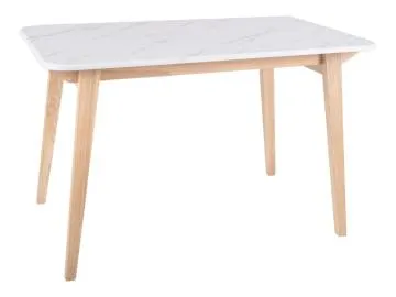 Stół MARCUS 120x75 cm biały marmur/ dąb