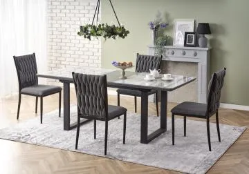 Stół rozkładany MARLEY 160(200)x90 biały marmur/czarny