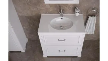 Umywalka wpuszczana MEG 80 cm biała ceramiczna 