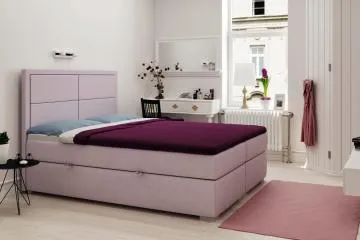 Łóżko kontynentalne DENNERY 180x200 granatowe velvet z pojemnikiem