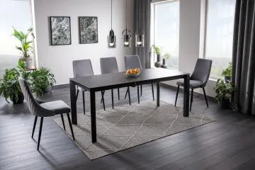 Stół rozkładany METROPOL CERAMIC 120(180)x80 czarny marmur/czarny mat