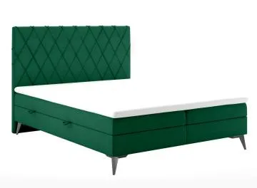 Łóżko kontynentalne IBETIO 140x200 zielone velvet z pojemnikiem