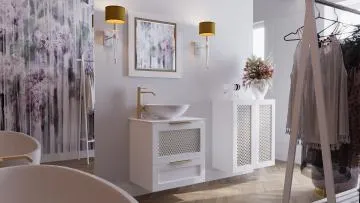 Lustro łazienkowe CHIC 80x80 cm białe półmat/złote