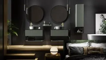 Blat łazienkowy kompaktowy 80 cm czarny struktura kamienia