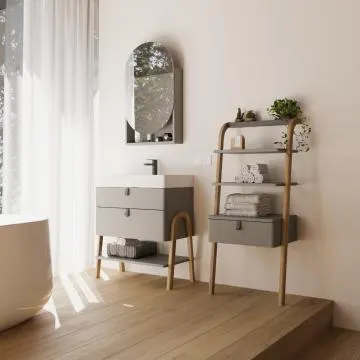 Szafka łazienkowa lustrzana MOSS 50 cm szaro-zielony półmat