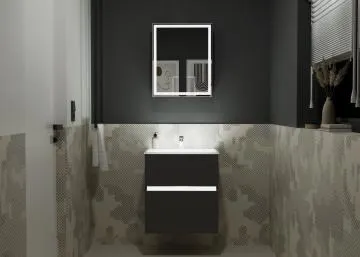 Szafka pod umywalkę NEO 60 cm czarny mat z oświetleniem LED