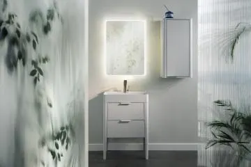 Szafka pod umywalkę wpuszczaną VIBE 60 cm biało-szara półmat stojąca