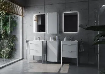 Szafka pod umywalkę wpuszczaną VIBE 80 cm biało-szara półmat stojąca