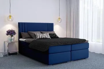 Łóżko kontynentalne MAO 160x200 granatowe velvet z pojemnikiem