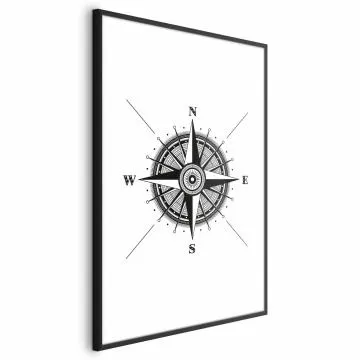 Plakat Kompas 40x60 cm z ramą czarną z marginesem