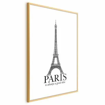Plakat Paris 60x90 cm z ramą złotą z marginesem
