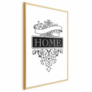 Plakat Home 40x60 cm z ramą złotą z marginesem