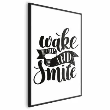 Plakat Wake up and smile 21x30 cm z ramą czarną bez marginesu