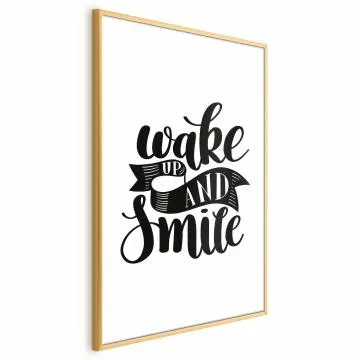Plakat Wake up and smile 60x90 cm z ramą złotą z marginesem