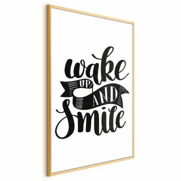 Plakat Wake up and smile 60x90 cm z ramą złotą bez marginesu