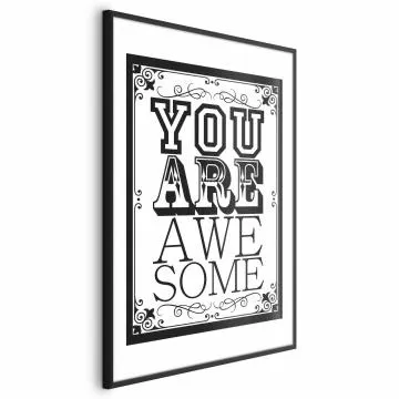 Plakat You are awesome 40x60 cm z ramą czarną bez marginesu