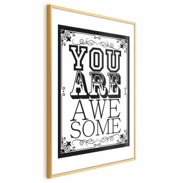 Plakat You are awesome 21x30 cm z ramą złotą bez marginesu