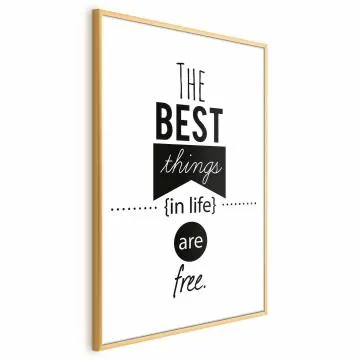 Plakat Best things in life 21x30 cm z ramą złotą z marginesem