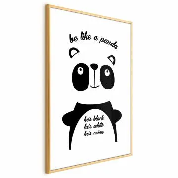 Plakat Panda 60x90 cm z ramą złotą z marginesem