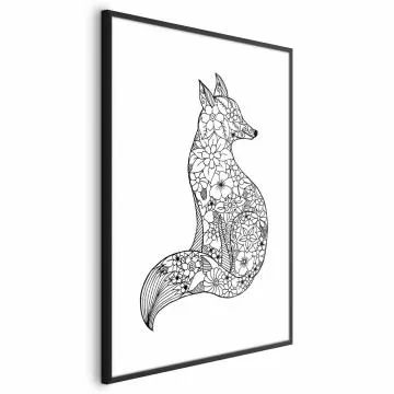 Plakat Lis w kwiaty 60x90 cm z ramą czarną z marginesem