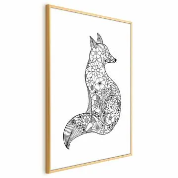 Plakat Lis w kwiaty 40x60 cm z ramą złotą z marginesem