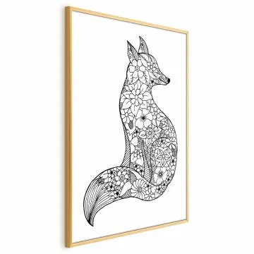 Plakat Lis w kwiaty 21x30 cm z ramą złotą bez marginesu