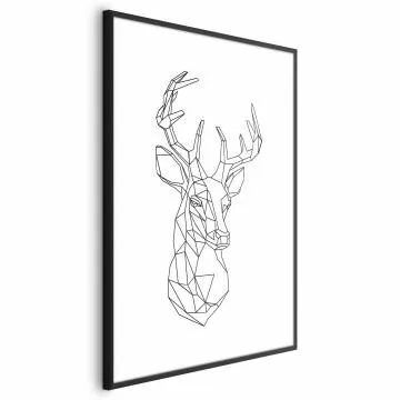 Plakat Geometryczny jeleń 21x30 cm z ramą czarną z marginesem