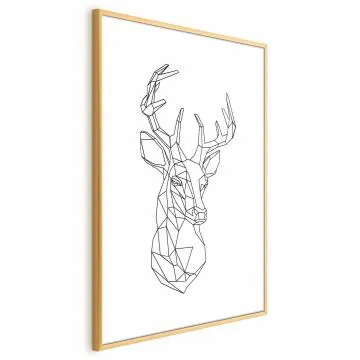 Plakat Geometryczny jeleń 40x60 cm z ramą złotą z marginesem