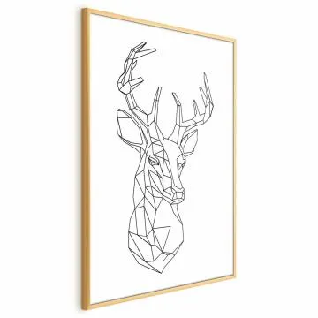 Plakat Geometryczny jeleń 60x90 cm z ramą złotą bez marginesu