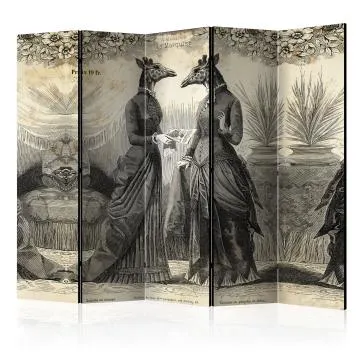 Parawan jednostronny Ludzie 225x172 cm 5-częściowy beżowy