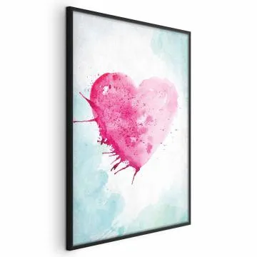 Plakat Akwarelowe serce 60 x 90 cm z ramą czarną bez marginesu