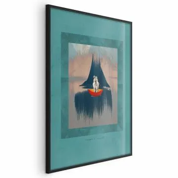 Plakat Para na łodzi 60x90 cm z ramą czarną bez marginesu
