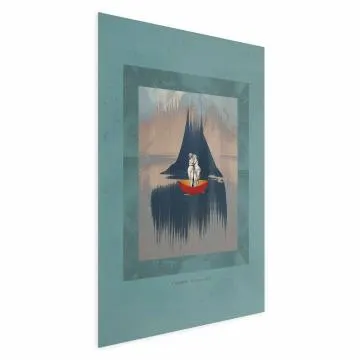 Plakat Para na łodzi 21x30 cm bez ramy z marginesem