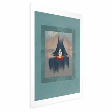 Plakat Para na łodzi 60x90 cm bez ramy bez marginesu
