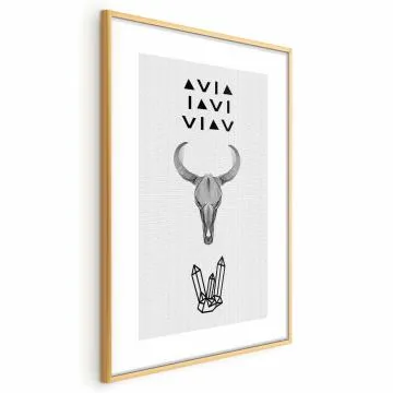 Plakat Zwierzęca czaszka 21x30 cm z ramą złotą bez marginesu