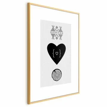 Plakat Serce i pień 29,7x42 cm z ramą złotą z marginesem